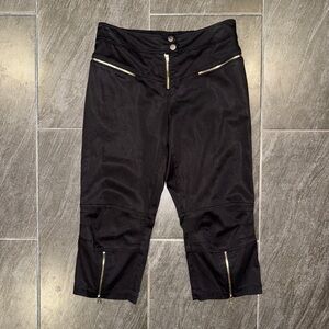 Free People Black Capri Pants with Zipper Accents